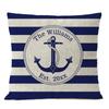 Home Decorative Navigation Blue Compass Anchor Pillow Cover Nautical Shell Fish Linen Pillow Case Mediterranean Cushion Cover