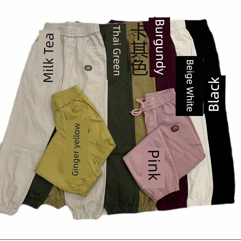 

K-стиль Чистый хлопок Осень Свободные Зауженные Брюки Кюлоты с высокой талией Army Green 4XL