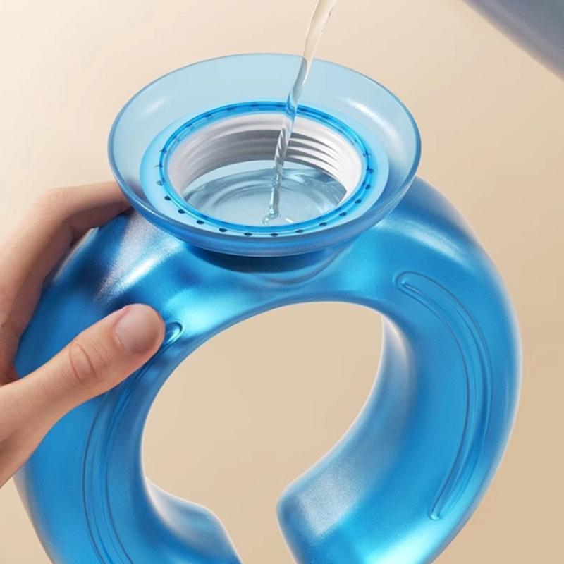 U-Shape Hot Water Neck Bottle 1000Ml Capacity Leak-Proof Warmer With Plush Cover For Women, Home Winter Relaxation & Comfort