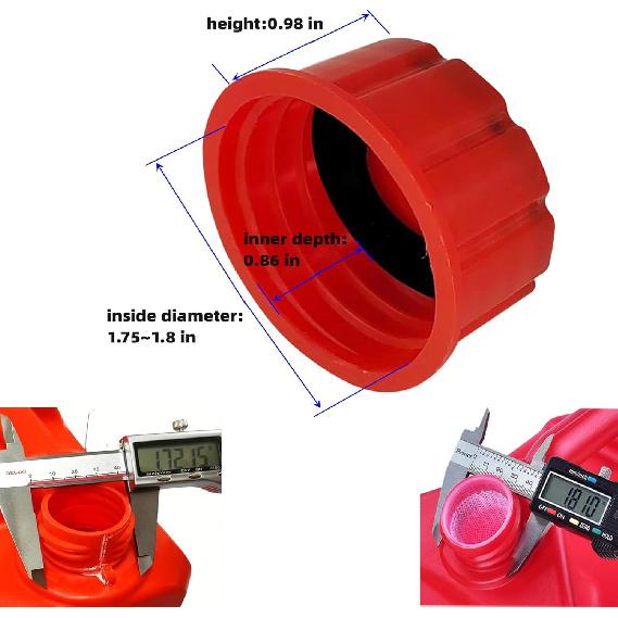 5 Gallon Gas Can Cap Replacement, For Most 1/2/3/5 Gallon Gas Cans, Portable Gas Tank Lid For 5+ Gallon Plastic And Metal Gas Cans, Includes Spout