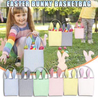 Easter Basket Holiday  BunnyEars Printed Canvas Gift Carry Candy Bag
