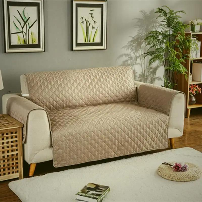 Hot Reversible Quilted Diamond Grid Sofa Mat Waterproof Solid Color Furniture Protective Cover Household Non Slip Couch Cushion