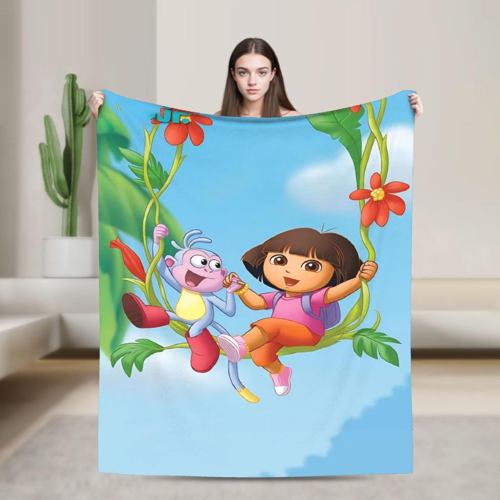 Warm BlanketChild Decorative Cartoon D-Dora The E-Explorer Adventure Throw Blanket For Outdoor Comfortable Sofa Bed Cover