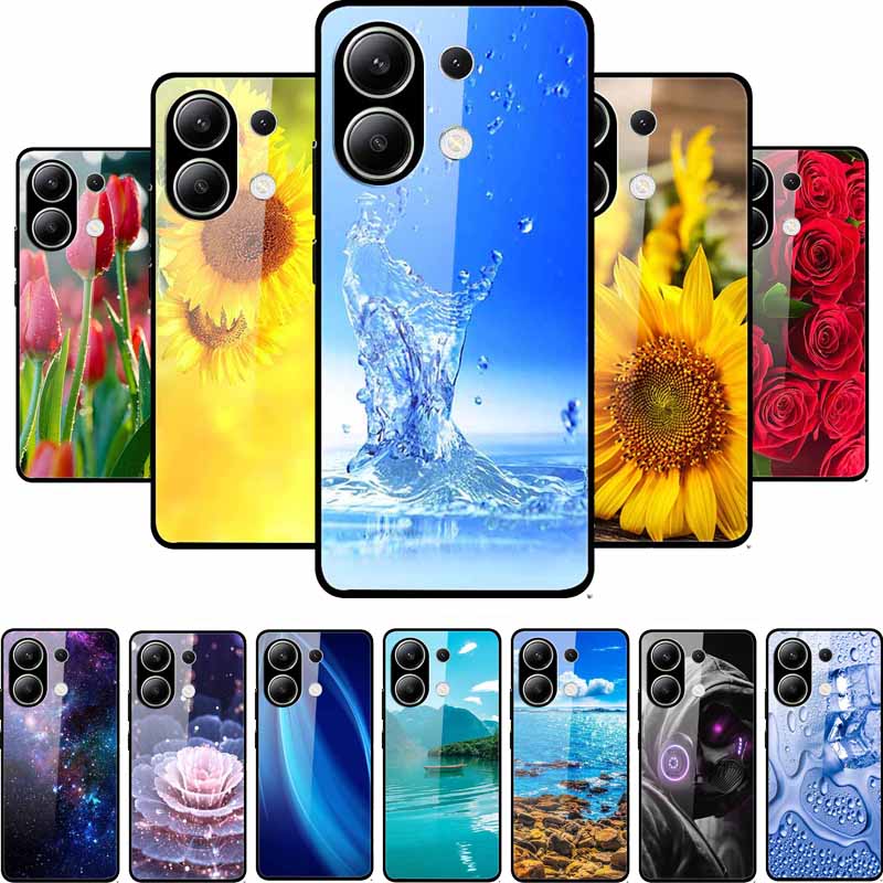Glass Case For Xiaomi Redmi Note 13 Case Soft Bumper Tempered Glass Hard Back Cover For Redmi Note 13 Pro Phone Case Funda Coque