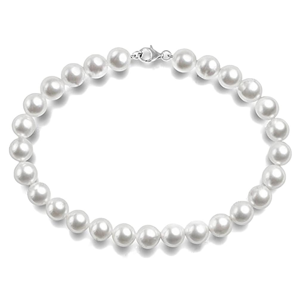 LSOOYH Bohemian Style Crystal Flower Necklace Pendant Simulation White Pearl Necklace for Women