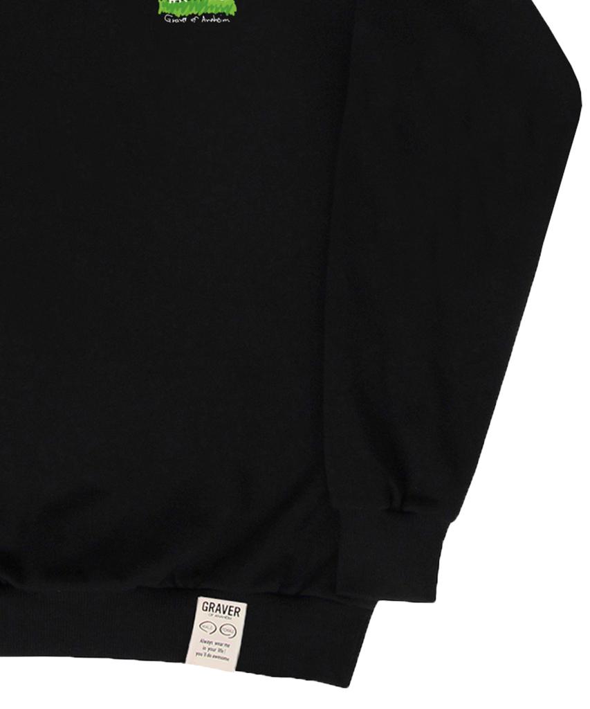 GRAVER [Unisex] Human Puppy Walk Back Logo Sweatshirt_Black