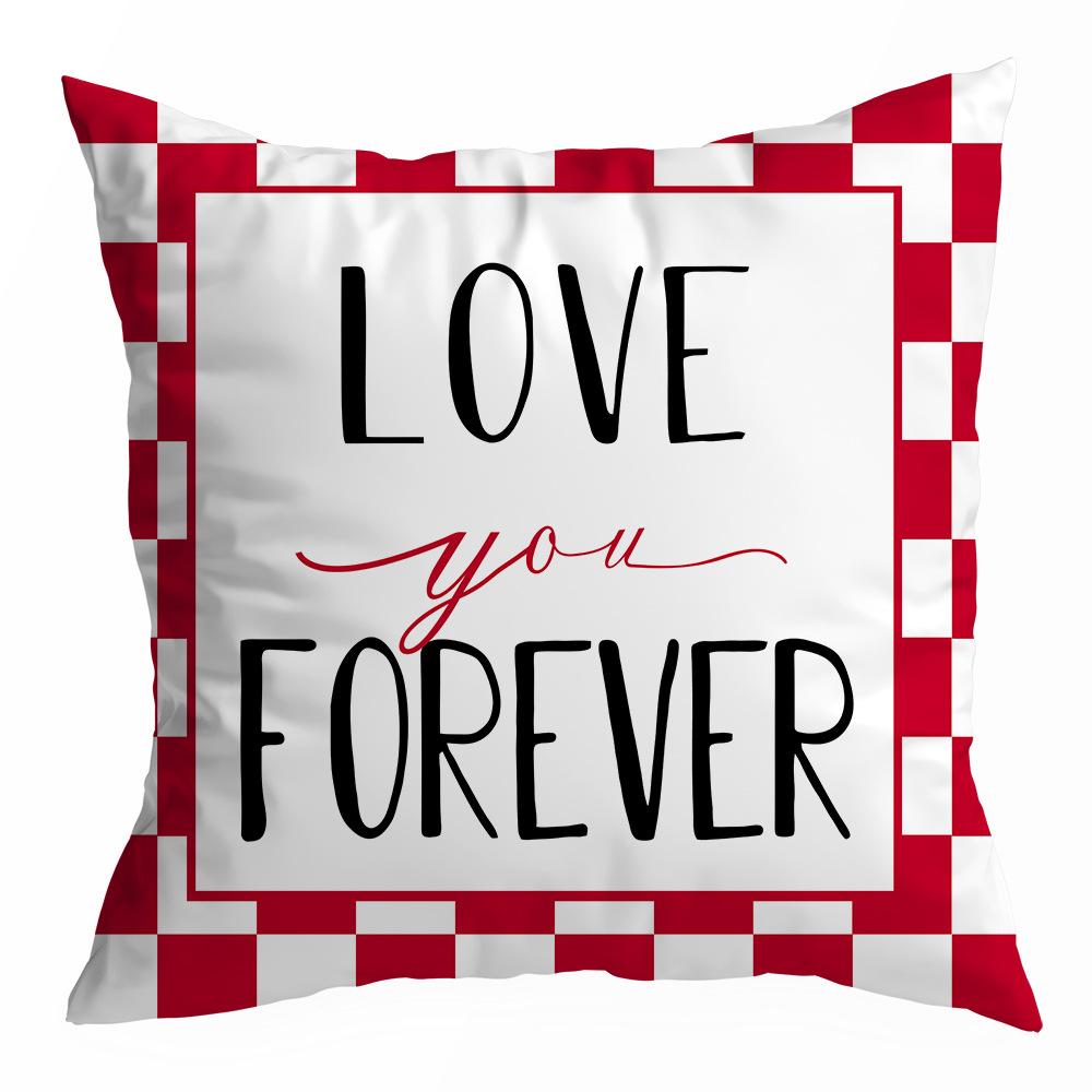 Valentine's Day Pillowcase, Peach Skin Velvet Heart Print Home Fabric Sofa Pillow, Car Waist and Back Cushion Cover