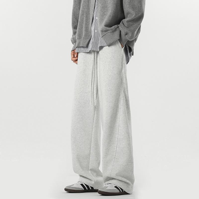 Men American Retro Heavyweight Patchwork Wide Leg Casual Sports Sweatpants