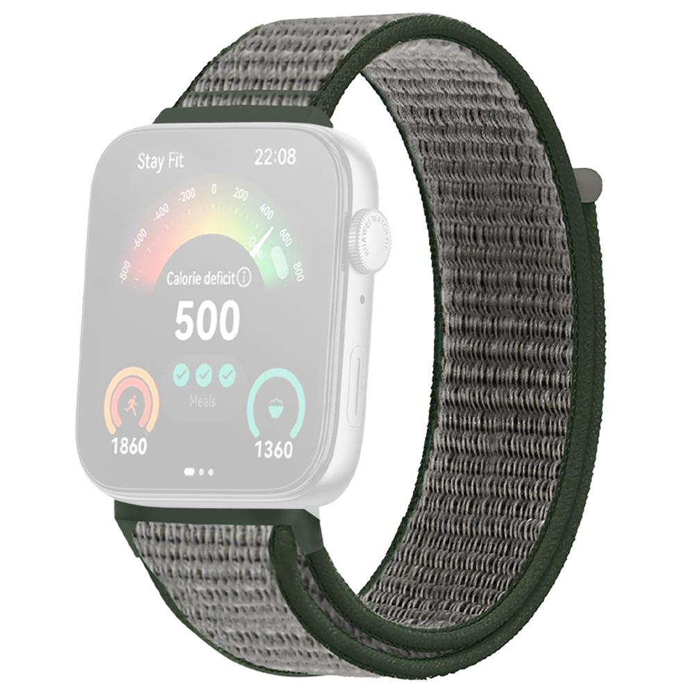 

For Huawei Watch Fit 3 Band Breathable Braided Nylon Sport Adjustable Watch Strap Deep Olive