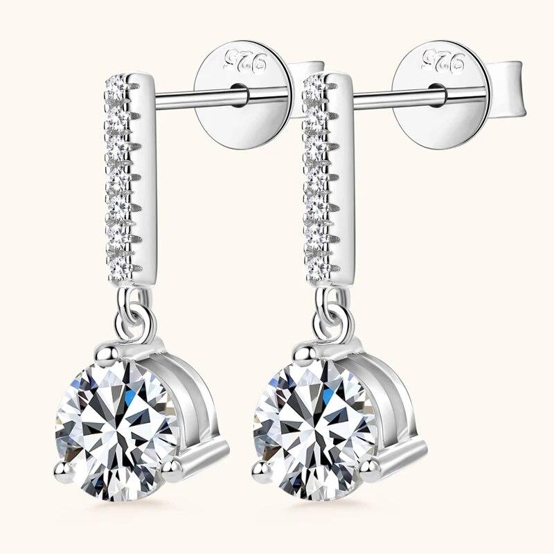 D Color 1ct  Zircon Drop Earrings for Women  Sterling  Plated Wedding Earring