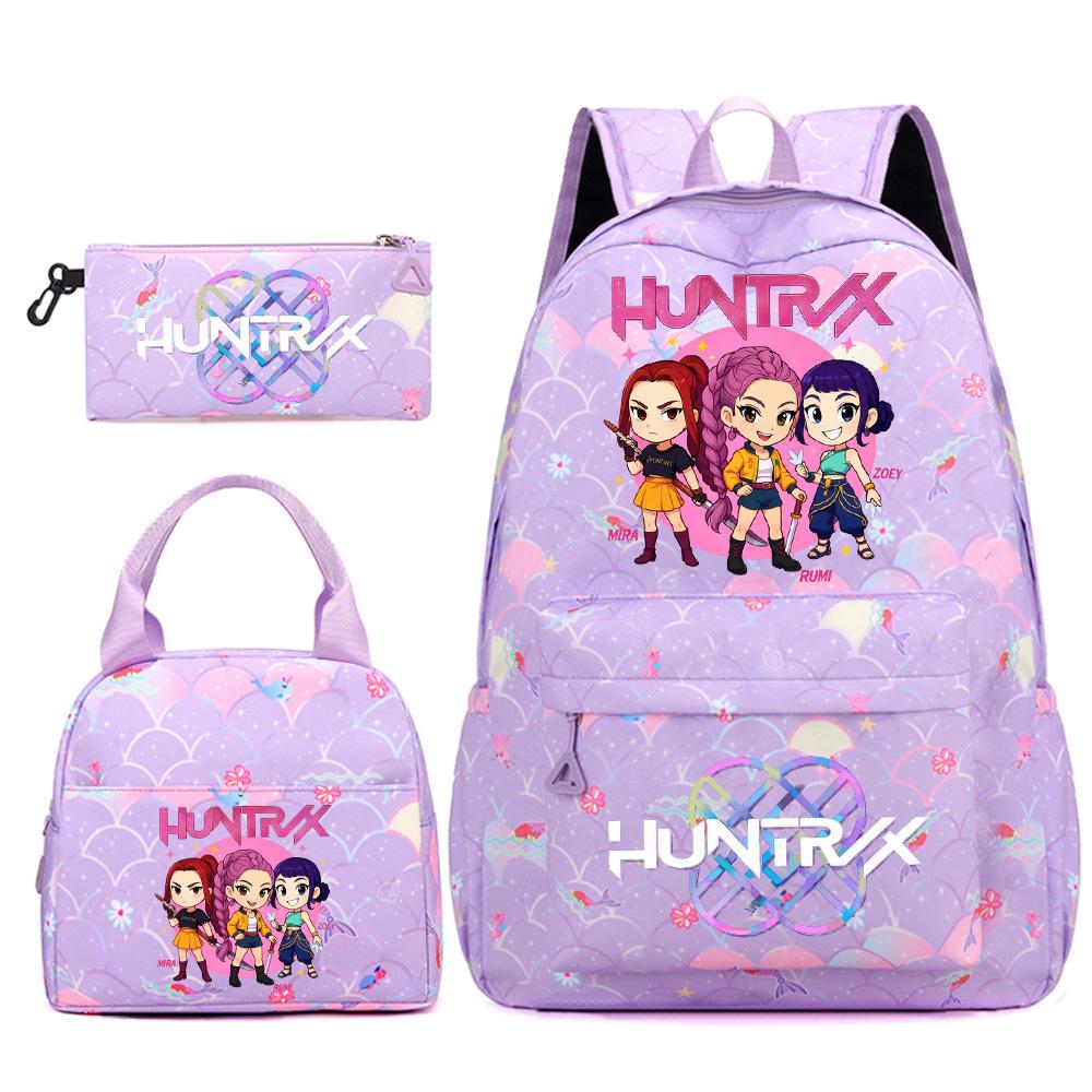 3Pcs/set Cute Kpop Printed Backpack Handbag Pencil Case for Teenger Student Girl Boy Schoolbag Kid Bookbag Large Capacity Travel Bag Gift Mochila