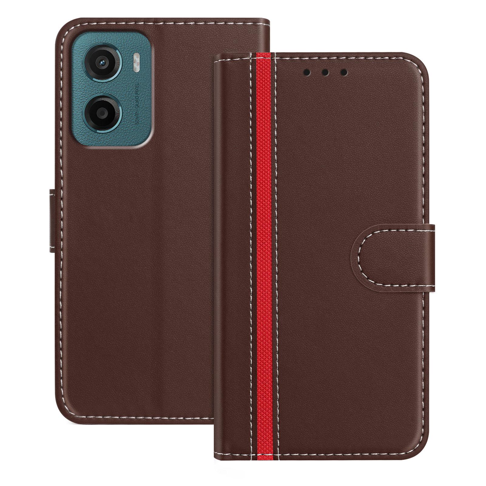 

For Motorola Moto G05 4G Phone Cases Wallet Stand Color Splicing Leather Cover with Magnetic Clasp Brown