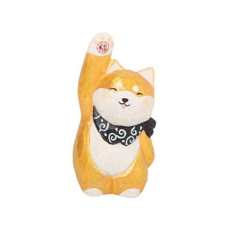 Wooden Shiba Inu Handcrafted Desk Decor With Cute Design For Home Office And Gift Giving