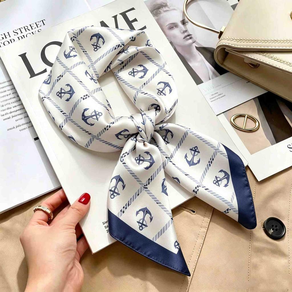 Women's spring and autumn silk scarf temperament versatile thin Internet celebrity Korean version light luxury fashion scarf high-end design small squ