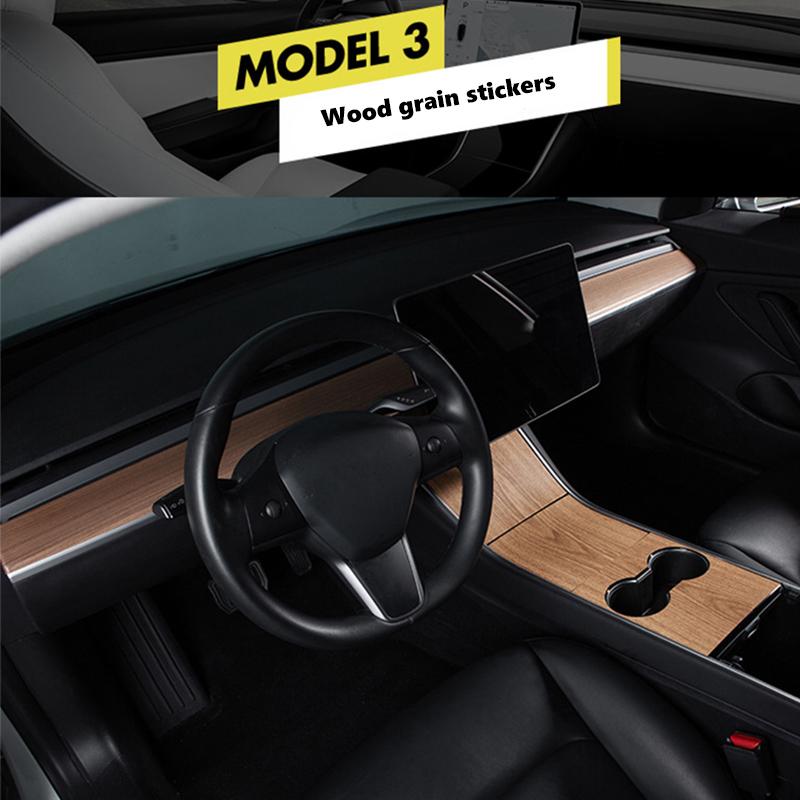 Adesivo do Painel de Controle Central Para Tesla Model 3 2017-2020 Grão de Madeira Acessórios para Carro Interior Protetor Modelo Três
