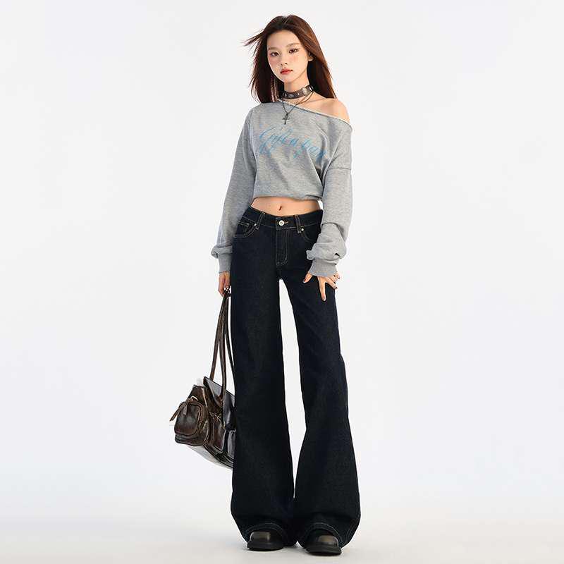 American Retro Low-Rise Flare Pants: Stylish Autumn/Winter Slimming Denim Jeans for Women.