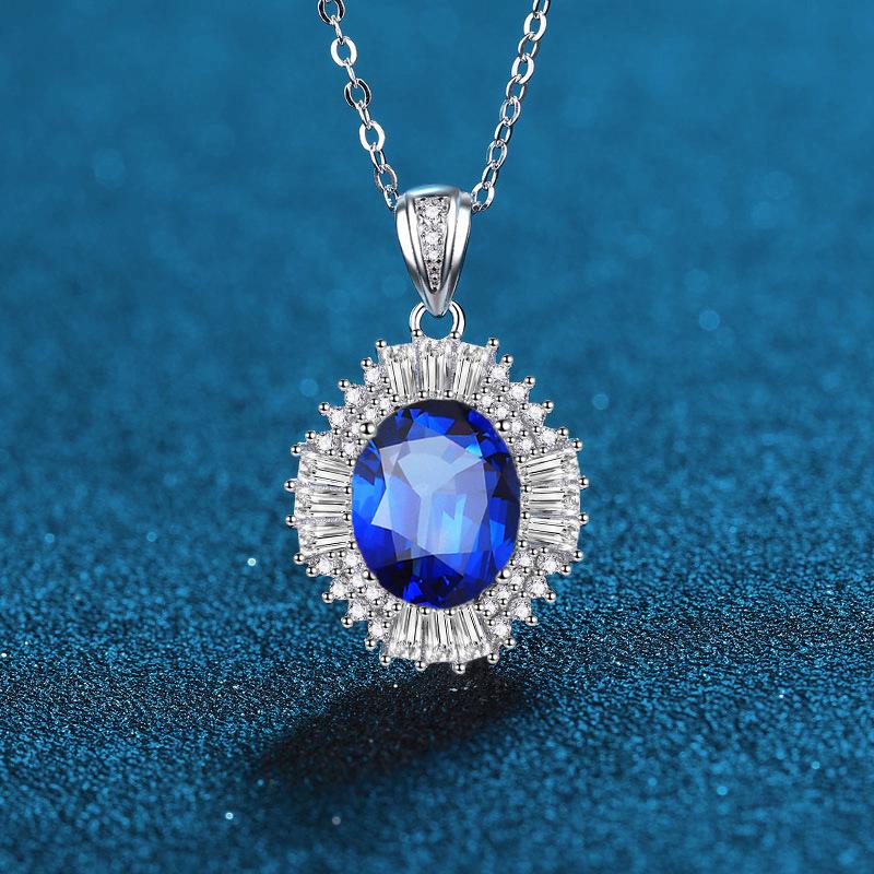 Elegant S925 Emerald, Sapphire & Ruby Pendant Necklace for Women
