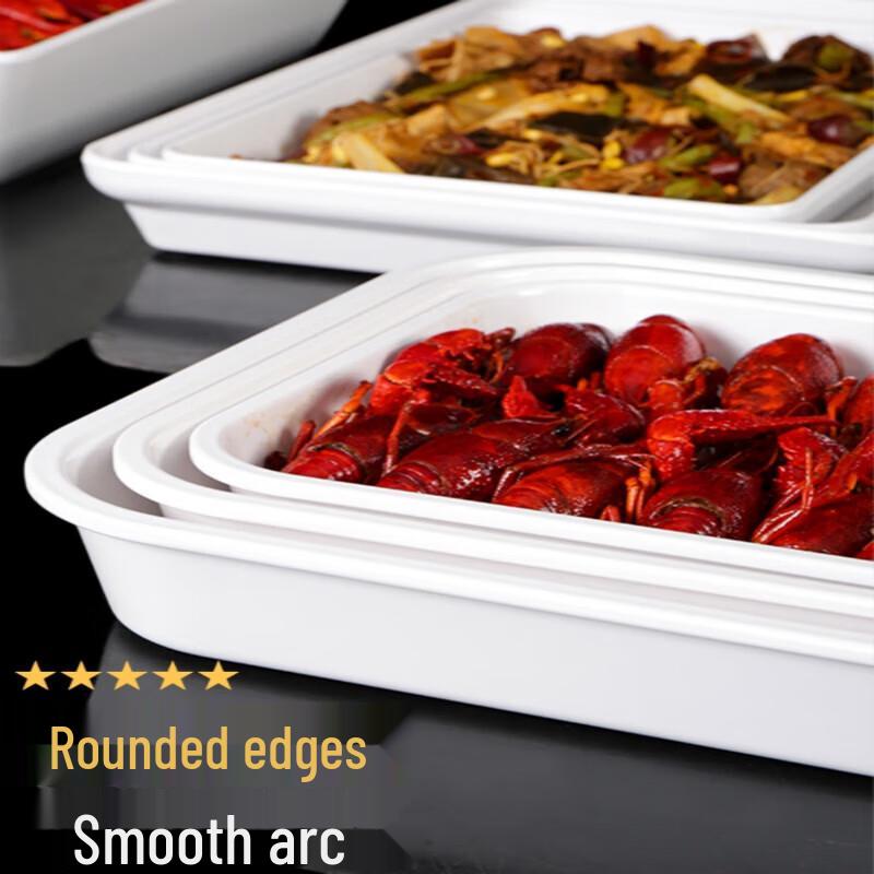 Weiße rechteckige Melamin-Servierplatte