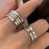 BFCLUB  Silver Color Irregular Letters Open Rings For Women Female Simple Retro Style Handmade Fine Jewelry Bijoux Birthday