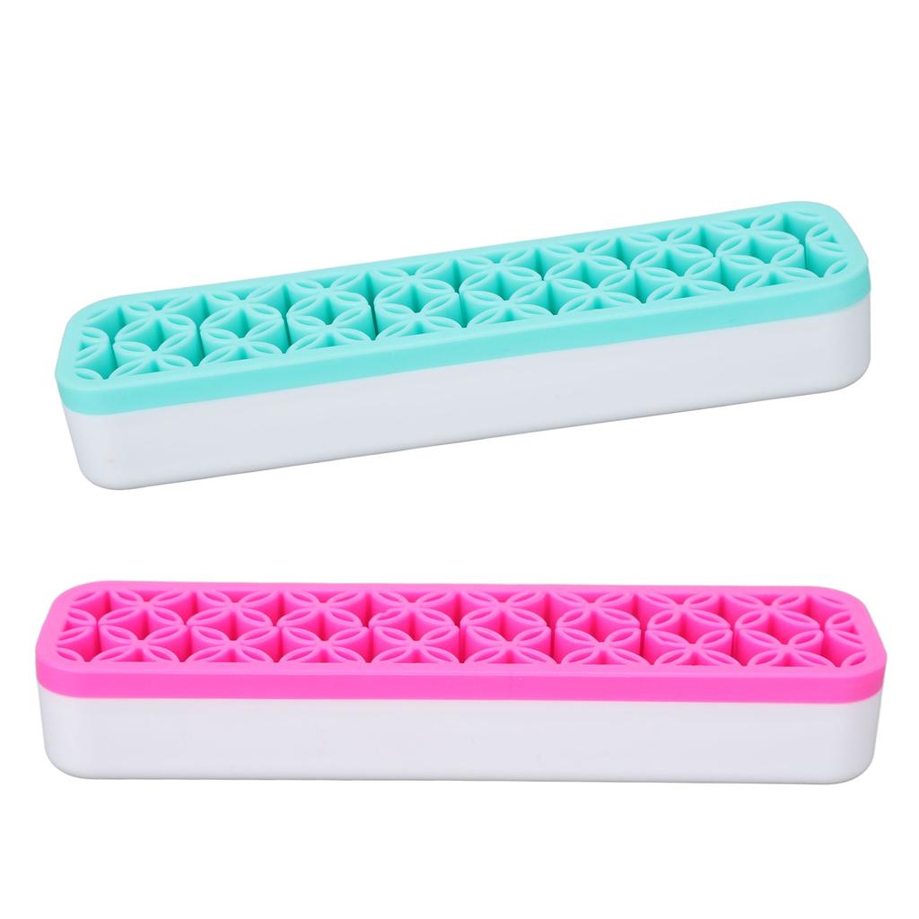 2pcs Makeup Brush Holder Multi Holes Washable Detachable Brushes Storage Stand for Pen Eyeliner Green Pink