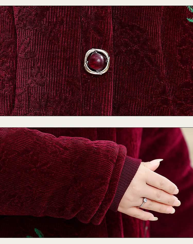 Warm Fleece-Lined Winter Jacket with Hood for Middle-aged and Elderly Women