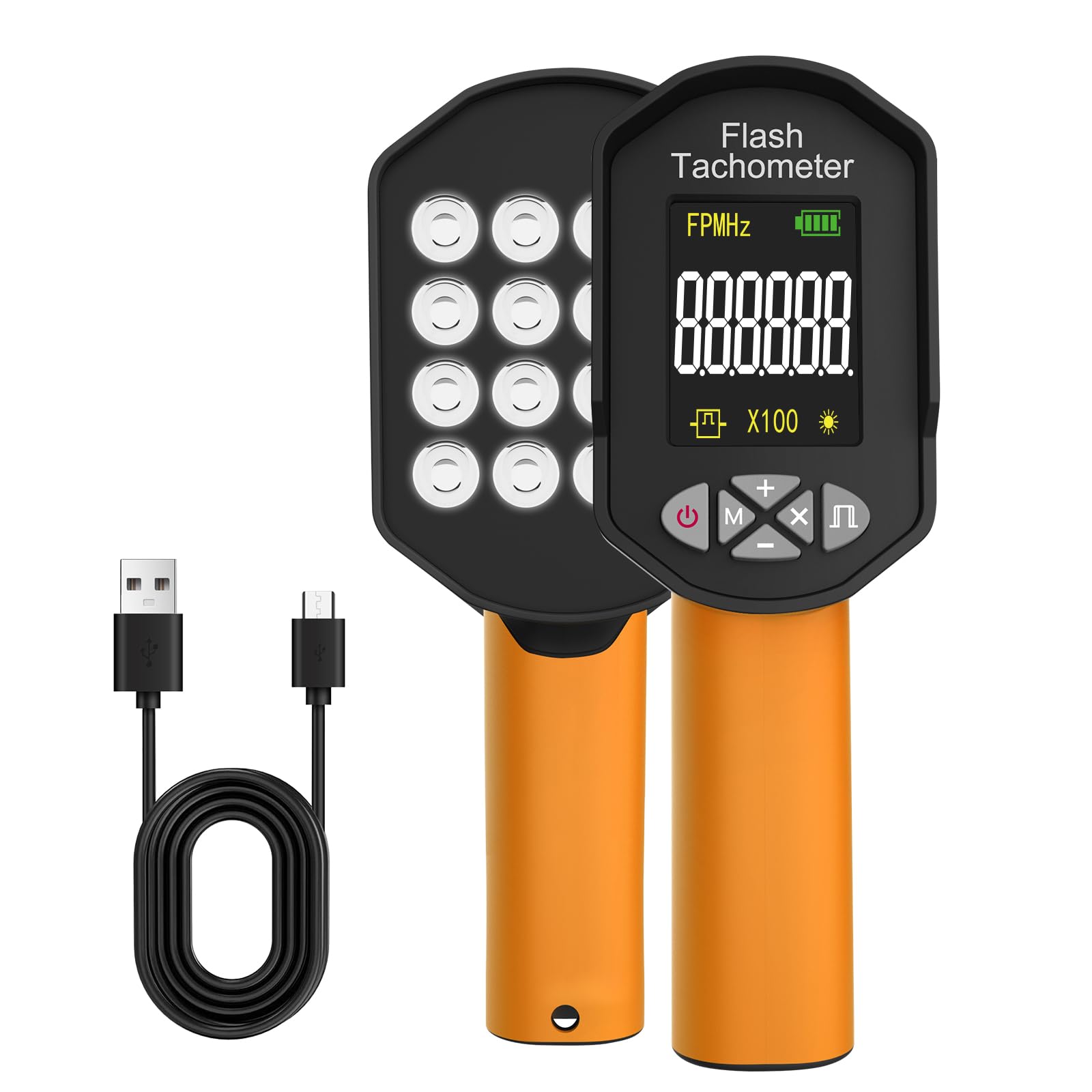 

Digital Handheld Stroboscope RPM Speed Measurement LED Flash Strobe Speedometer with 16 Adjustable LED Beads for and Instruction Manual Included