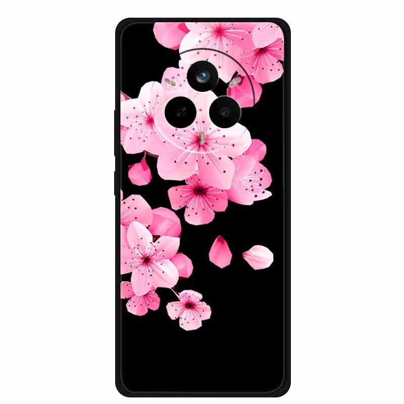 For Realme 14 Pro Case Luxury Phone Cover For Realme 14 Pro+ Cute Floral Black Silicone Soft Case TPU Funda Realme 14 Pro Plus