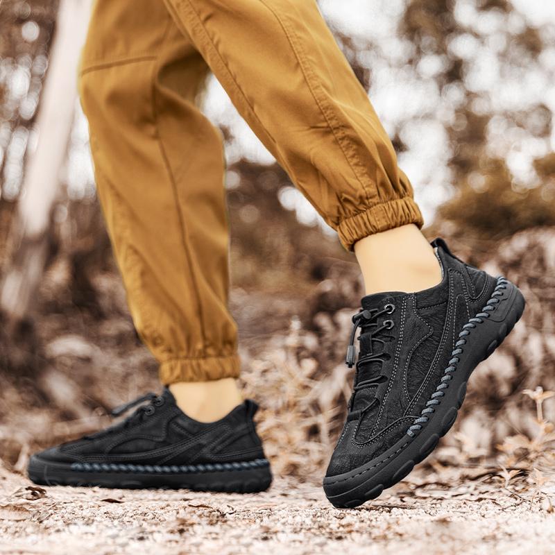 Spring/Autumn Men's Retro Large Size Hand-stitched Casual Men's Boots Men's Casual Leather Shoes Yellow Moccasins