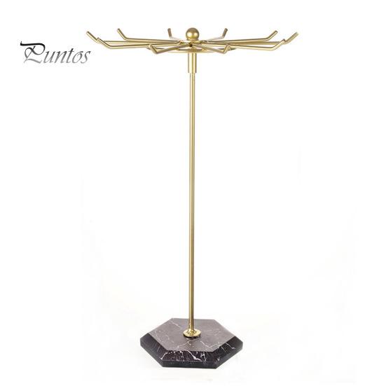 

Вращающийся на 360 градусов держатель для ожерелий-органайзер с крючками, устойчивое основание, не допускающее спутывания, многоцелевая подставка для демонстрации ожерелий и браслетов золотистый