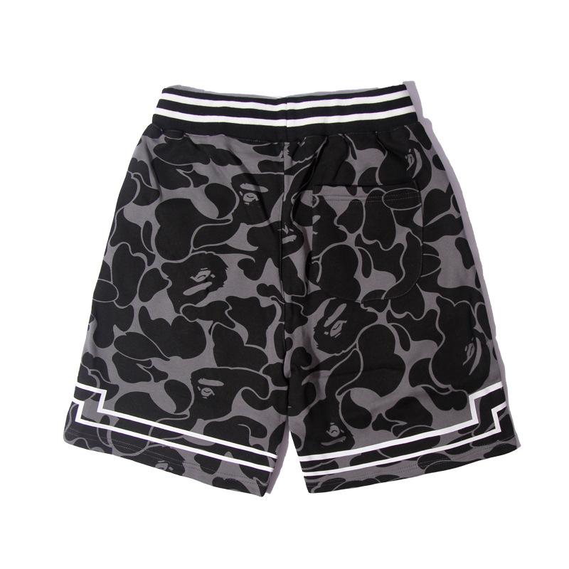 Men’s camouflage letter-print shark shorts, straight-leg fit, with woven trim