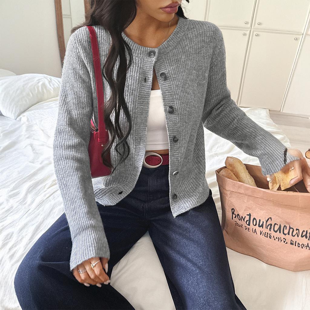 European and American Y2K Spice Girls Button Solid Color Long Sleeve Sweater Wool Women's Autumn