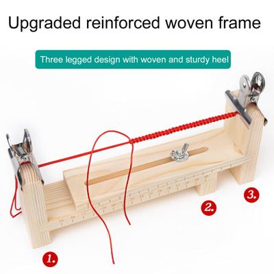 Ponteggiatore per Braccialetti in Legno con Scala Lunghezza Regolabile Kit per la Realizzazione di Braccialetti Strumento Fai-da-Te per Maglia a Mano Ponteggiatore per Intrecciare Braccialetti con 2 Clip per Cinture Cordini