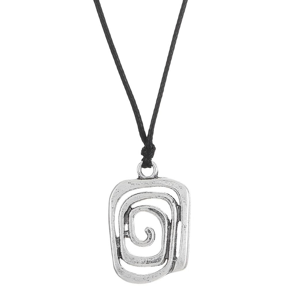 New Arrivals Retro Handmade Weaving Classic Leather Rope Vortex Pendant Necklace