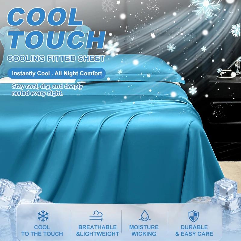 Satin Flat Bed Sheet Smooth Luxury Satin Silk Bedding Set with Duvet Cover Bed Sheet 1 Duvet Cover+1 Bed Sheet+2 Pillowcases