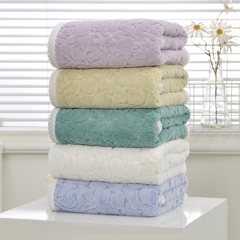 New Orchid Jacquard Warp Knitted Coral Fleece Towel Bath Towel Set Absorbent Home Towel Set