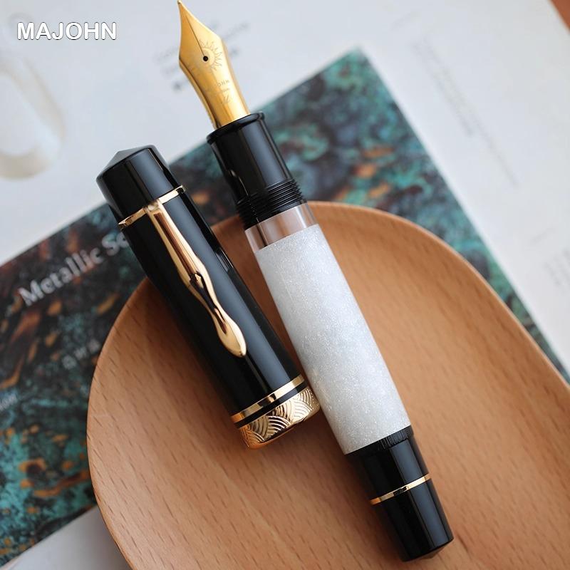 Majohn P139 Piston Resin Fountain Pen Large Capacity #8 F/M All Brass Piston System Writing Gift Pen Stationery School Supplies
