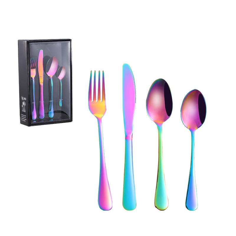 Hot Sale 20PCS Stainless Steel Tableware Steak Knives and Forks Set Gold Color Knives, Forks and Spoons Gift Set