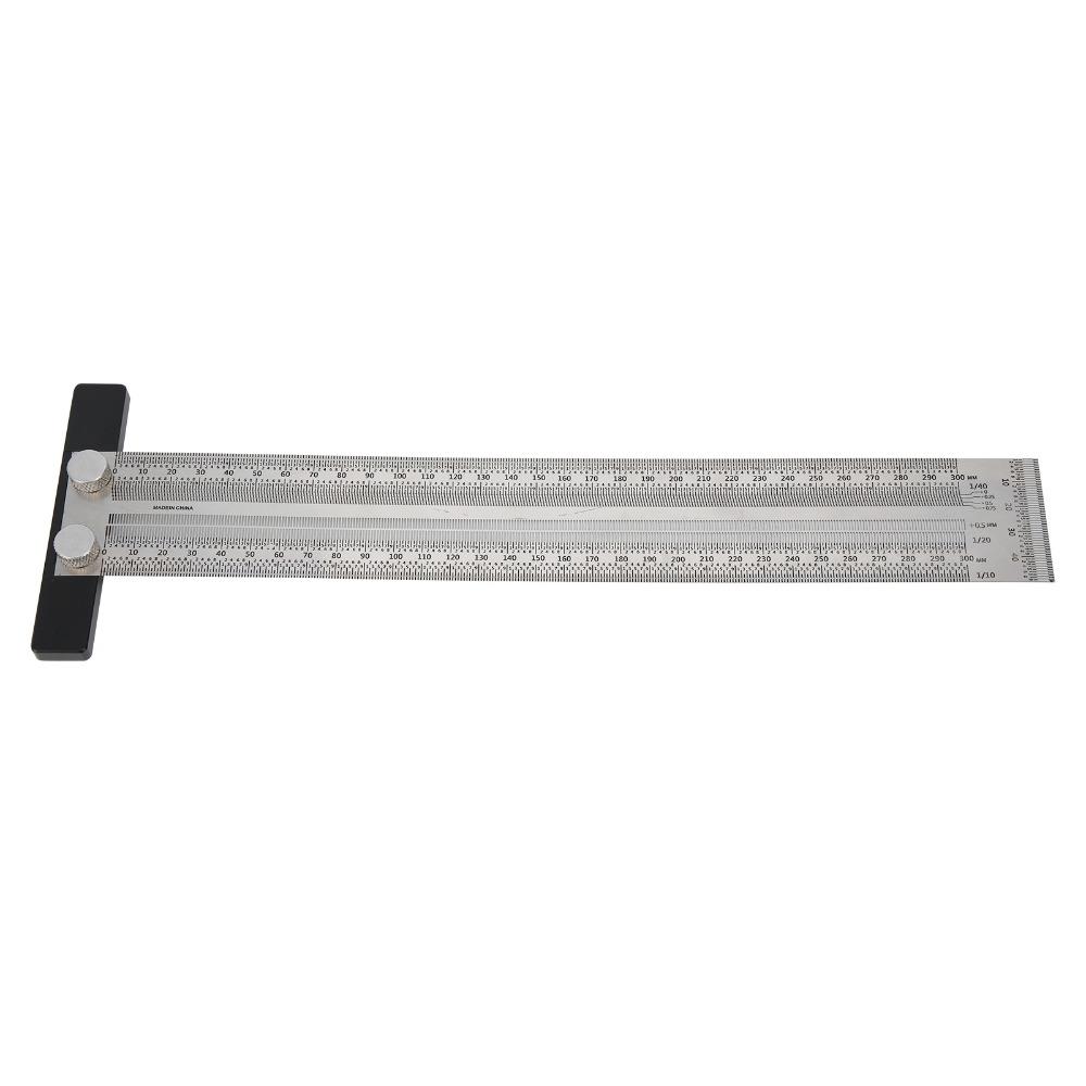 300mm T-Rule Automatic Pencil Positioning Measuring Tool Hole Ruler  Woodworking Measurement