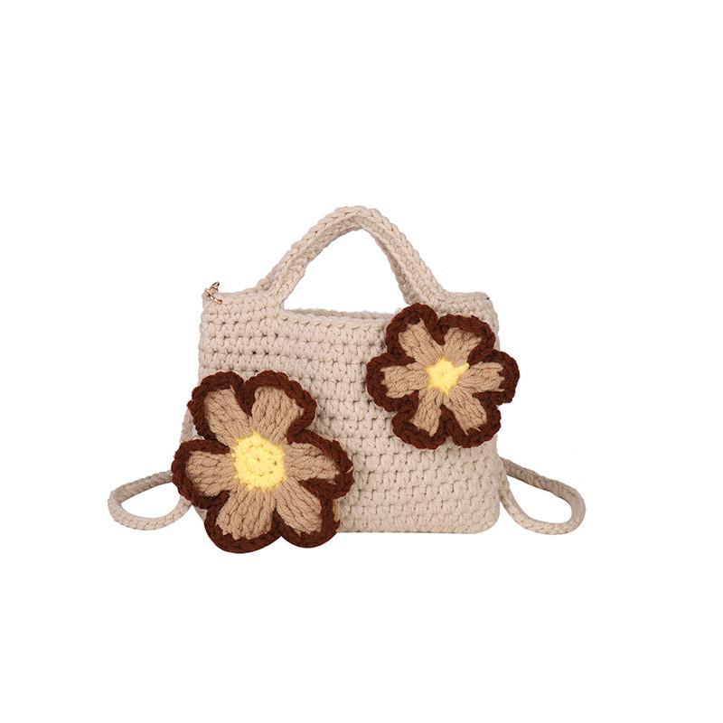 Minimalist Knit Crossbody Bag For Women With Flower Design For Daily Use