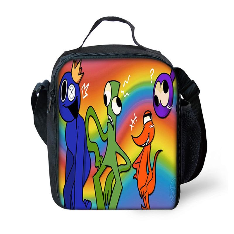 Rainbow Friends Rainbow Friends Lunch Bag Elementary School Picnic Bag Cartoon Shoulder Bag Satchel