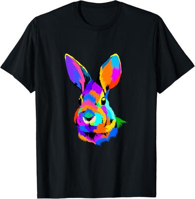 Pop Art Rabbit Bunny Head Graphic Tee Men Women Casual Short Sleeve T-Shirt