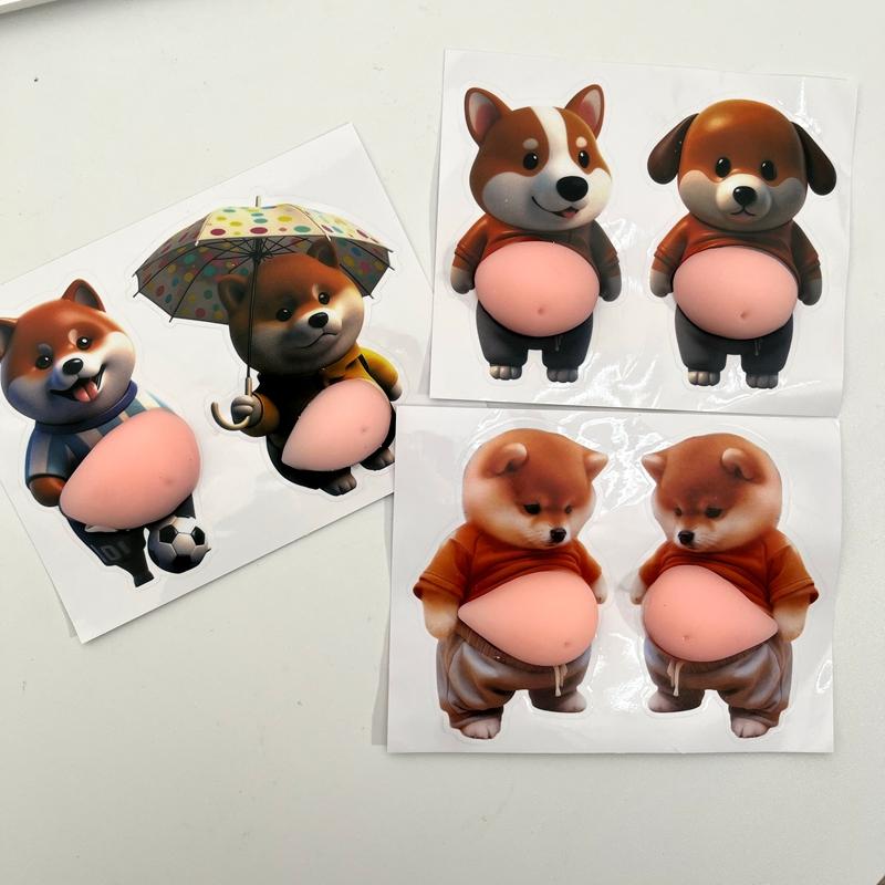 Funny Puppy Shiba Inu Dog Sticker 3D Cute Dog Silicone Belly Puppy Stickers Mobile Phone Decoration Party Favor Kids Gifts