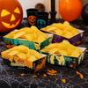 12pcs Pumpkin Cookie Tray Rectangular Disposable Baking Pans Halloween Party Tray  Festival