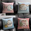 Cartoon M-Molangs Rabbit Cushion Cover Natural Linen Organic Fabric Double-Sided Printing Sofa Home Decor Gift Pillow Case