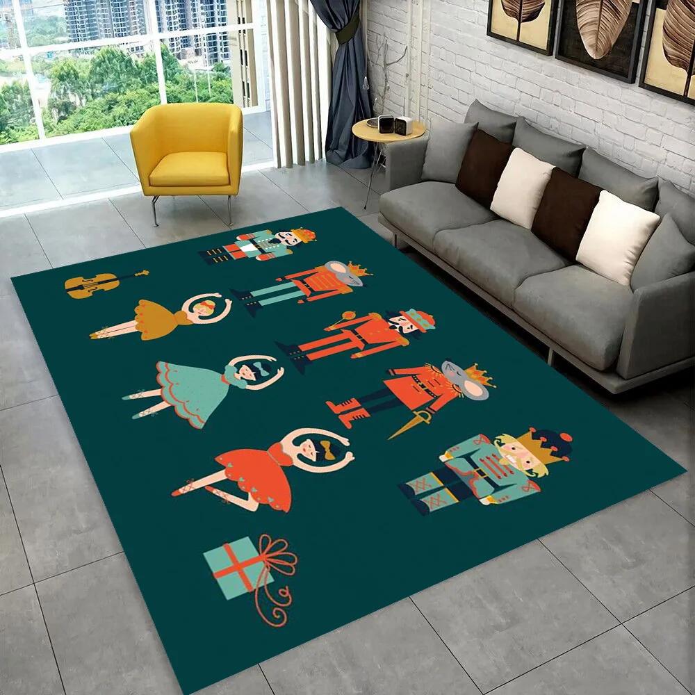 Nussknacker-Weihnachtsbaum-Teppich, Teppich für Zuhause, Wohnzimmer, Schlafzimmer, Sofa, Fußmatte, Dekor, Kinderspiel, rutschfeste Bodenmatte, Geschenk