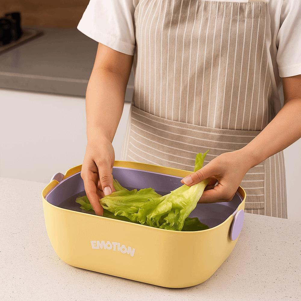Double-Layer Fruit Cleaning Basket Plastic Vegetable Basket Drainage Basket  Vegetable Washing