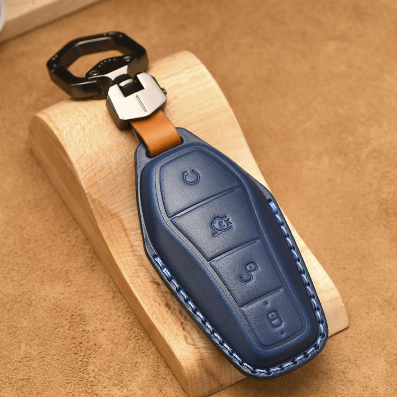Leather Car Remote Key Fob Cover Key Fob Case For Byd Atto 3 Han Ev Dolphin