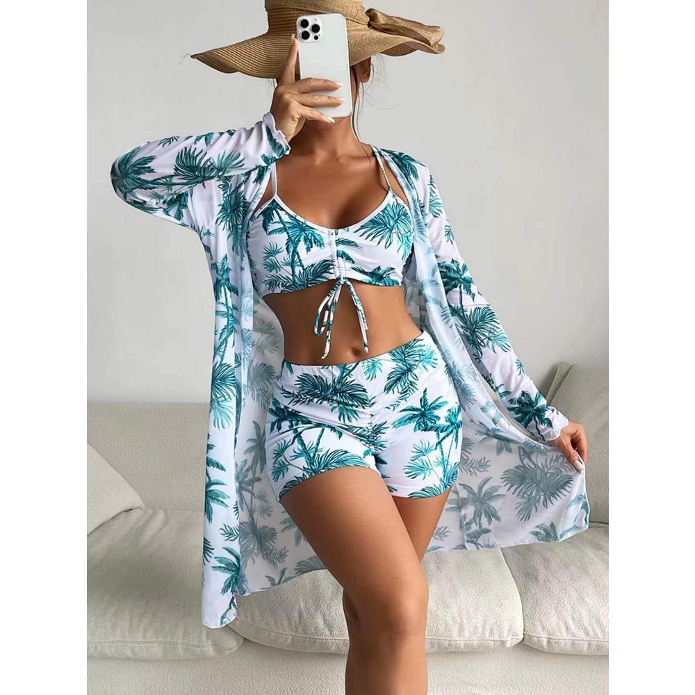 Europäische und amerikanische Mesh-Bluse Modische und sexy Hose Dreiteiliger Damen-Badeanzug