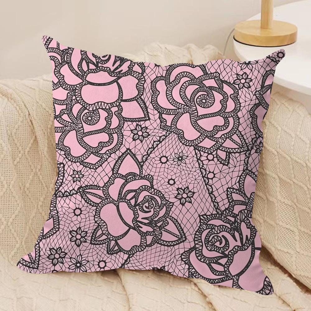 Lace Flower Cushion Cover Soft Plush Fabric DoubleSided Printed Cushion Covers for All Seasons Modern Home Decor