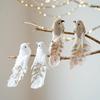 1pair Long Feather Tail Artificial Bird Ornament Glitter Finish Feather Bird Pendant  Christmas Tree